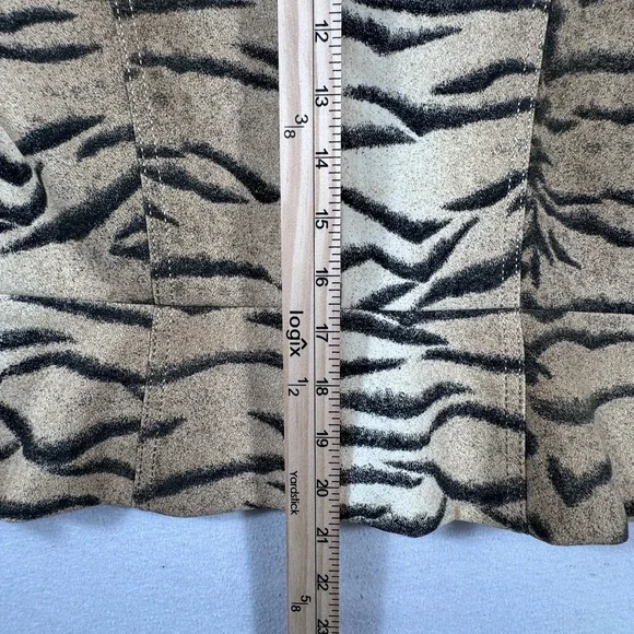 Alberto Makali Sport Caché Vintage Tiger Print Faux Suede Jacket Size 8 - Picture 6 of 7